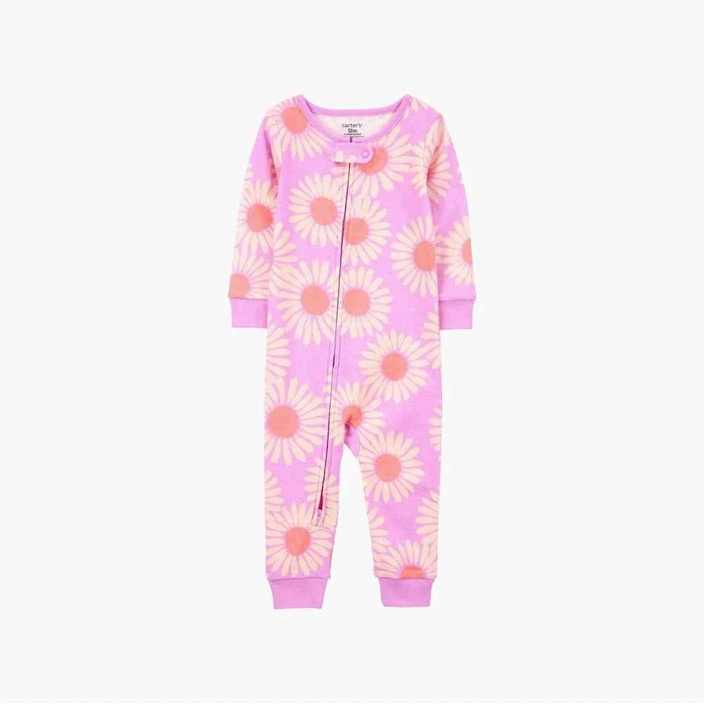 NWT Carter's One Piece Sunflower 100% Snug Fit Cotton Footie Pajamas Purple 24M